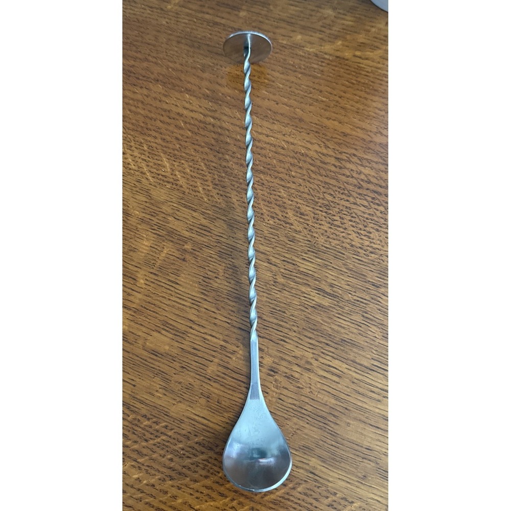Cocktail‎ Bar Pitcher Stirrer Spoon 10" Twisted Metal Handle stainless Art Deco